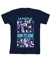 Kpop Demon Hunters Boys Huntr/X How It's Done Youth Navy Crew Neck Short Sleeve T-shirt-Medium