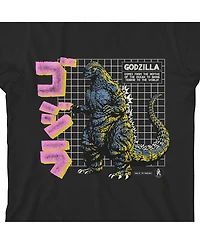 Godzilla Boys Grid & Kanji Crew Neck Short Sleeve Black T-shirt-xl