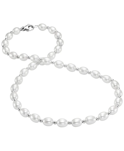 Macy's Rice Pearl (7-8mm) Beaded Necklace in Sterling Silver