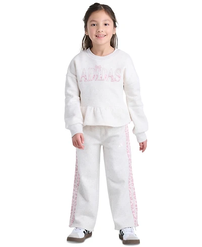 adidas Girls' 2T-6X Long-Sleeve Sweatshirt and Pants, 2-Piece Set