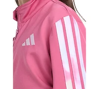 adidas Girls' 2T-6X Long-Sleeve 3-Stripe Jacket and Pants, 2-Piece Set