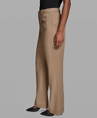 Karl Lagerfeld Paris Women's Front Pockets Mid-Rise Straight Long Pants
