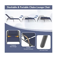 Boyel Living 2 Piece Outdoor Patio Lounge Chair Chaise Fabric with Adjustable Reclining Armrest