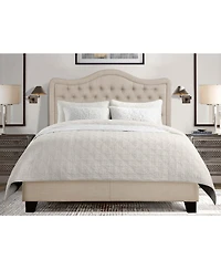 Boyel Living Modern Upholstered Bed Frame with Curved Tufted Headboard Platform Bed with Solid Wood Frame