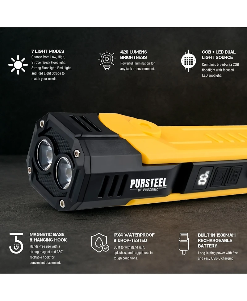 Pursonic Essential Power & Precision Kit: Drill, Electric Screwdriver, Handy Solutions Tools & Ultra Bright Flashlight