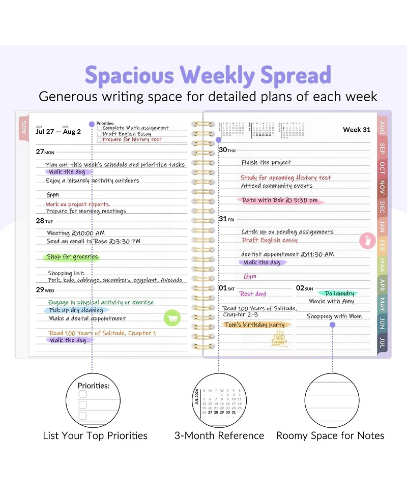 Gnuadz Academic Planner 2026-2027 Weekly Monthly A5