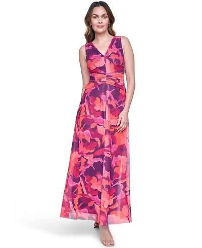 Eliza J Women's Sleeveless V-Neck Ruched Waist Midaxi Dress