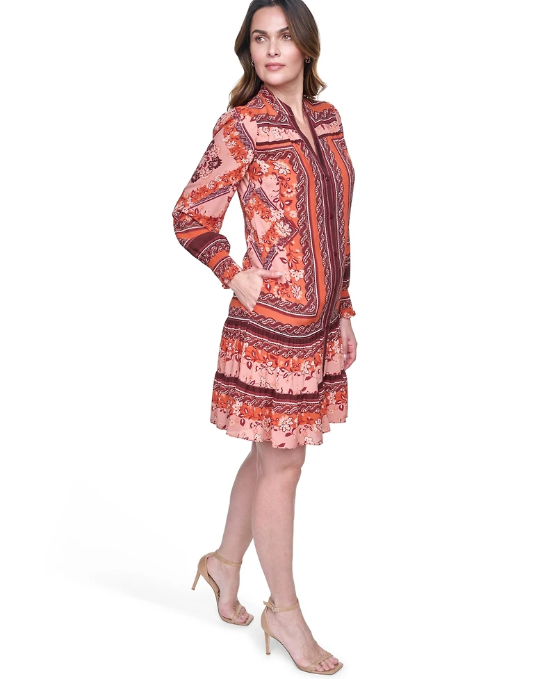 Eliza J Women's Long-Sleeve Float Short Shirt Dress