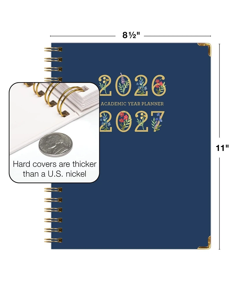Gnuadz Hardcover Academic Planner 2026-2027 14 Month Daily Weekly Monthly Agenda Bookmark Pocket Folder Sticky Notes