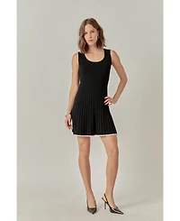 endless rose Women's Contrast Ribbed Knit Mini Dress