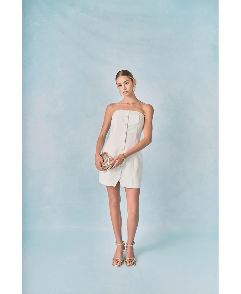 endless rose Women's Linen Strapless Dress