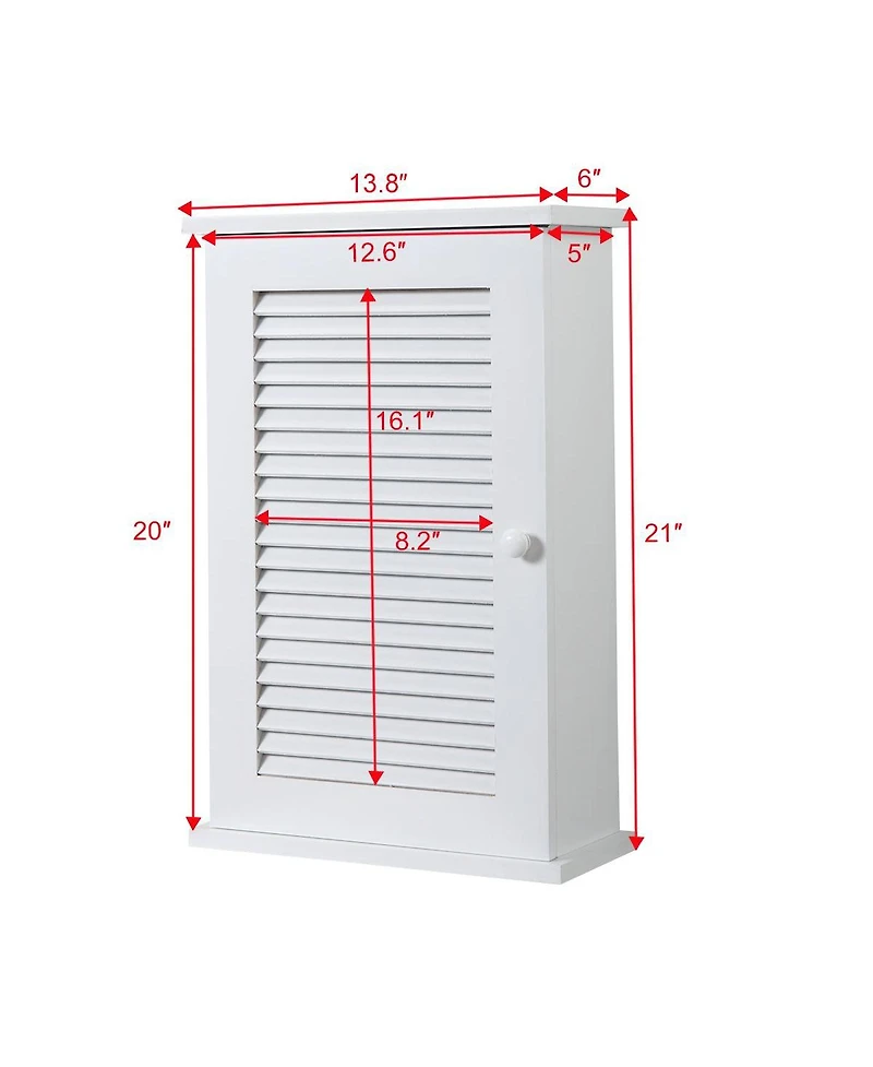 Busdays Wall Mounted Hanging Medicine Cabinet with 3 Tiers Single Louvered Door Floating Cupboard for Bathroom Bedroom