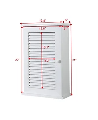 Busdays Wall Mounted Hanging Medicine Cabinet with 3 Tiers Single Louvered Door Floating Cupboard for Bathroom Bedroom