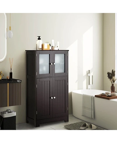 sumyeg Bathroom Floor Storage Cabinet with Doors and Adjustable Shelf