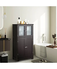 sumyeg Bathroom Floor Storage Cabinet with Doors and Adjustable Shelf