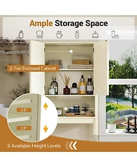 sumyeg Over The bath fixture Storage Cabinet with Fluted Doors Space Saving Organizer