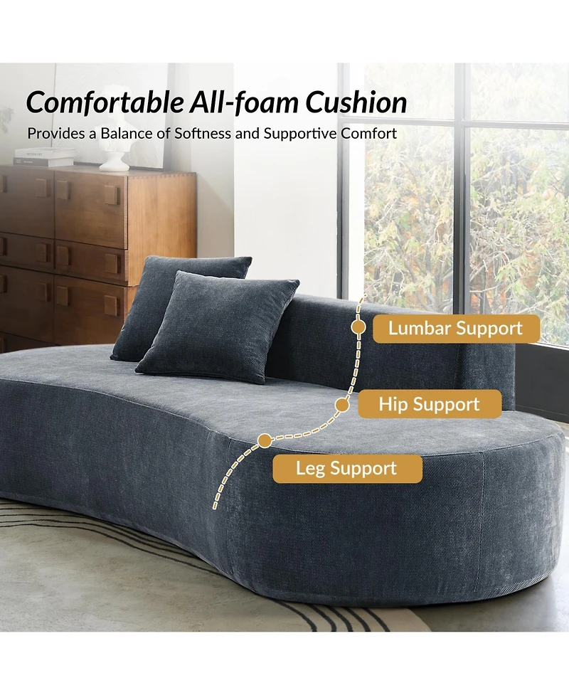 Hulala Home Nerio 94" Modern No Assembly Required Compressed Cloud Sofa