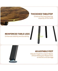 homfan Space-Saving Round Dining Table for 4-6 - Modern Farmhouse Kitchen and Room with Storage Shelf
