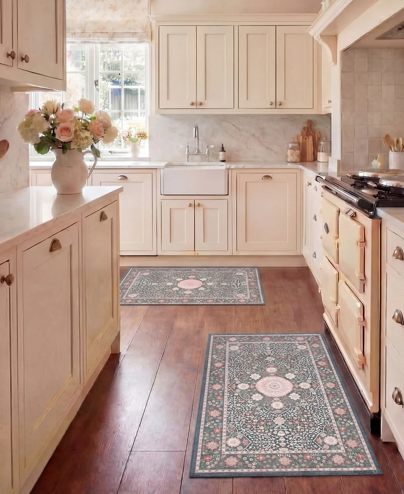 Laura Ashley Printed Chenille Victora Medallion 2-Pc. Rug Set
