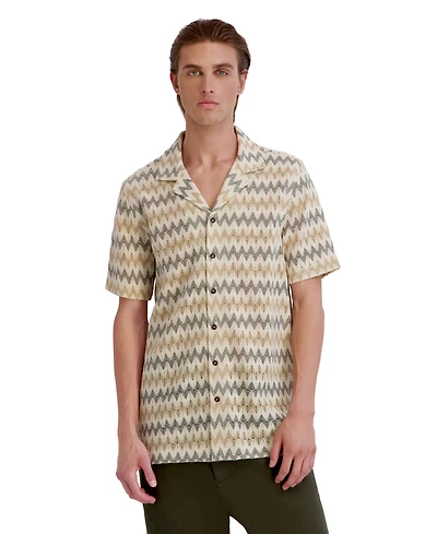 Karl Lagerfeld Paris Men's Jacquard Knit Short-Sleeve Shirt