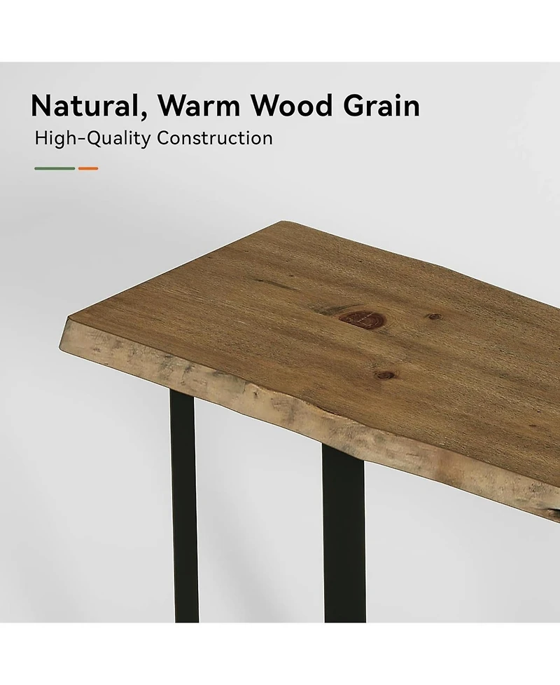Tribesigns Solid Wood Live-Edge Bar Table, Rectangle Long Counter Height Pub Table, Farmhouse High Top Home Bar Unit