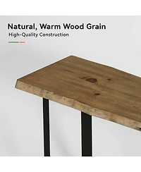 Tribesigns Solid Wood Live-Edge Bar Table, Rectangle Long Counter Height Pub Table, Farmhouse High Top Home Bar Unit