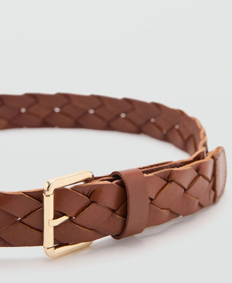 Mango Women's Braided Leather Belt