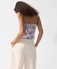 Mango Women's Floral Strapless Top