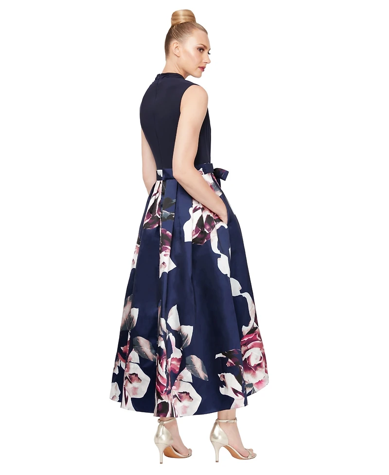 Sl Fashions Floral-Print High-Low Dress