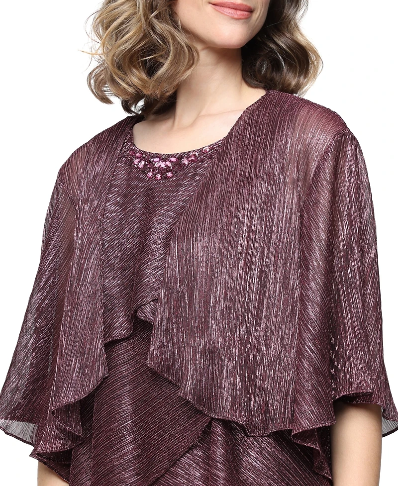 Sl Fashions Women's Embellished Crewneck Jacket Dress