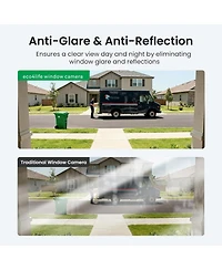 eco4life 3MP 2K Window Security Camera, Indoor WiFi Cam with Color Night Vision, Person Detection, Auto-Focus, 2.4/5GHz, Alexa & Google