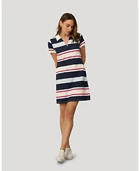 Cable & Gauge Women's Striped Polo Collar Mini Dress