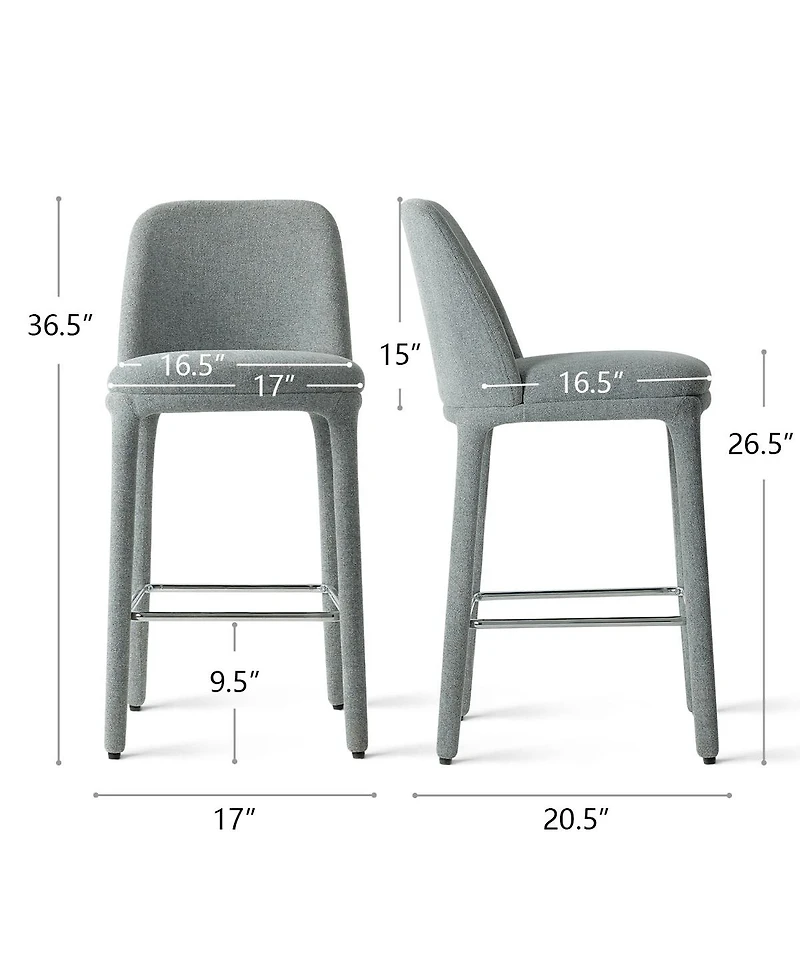 Maison Boucle Set of 3 Counter Height Stools With Back, 26.5" Seat
