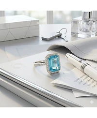 Simona Elegant Emerald-Cut Halo Cz Ring