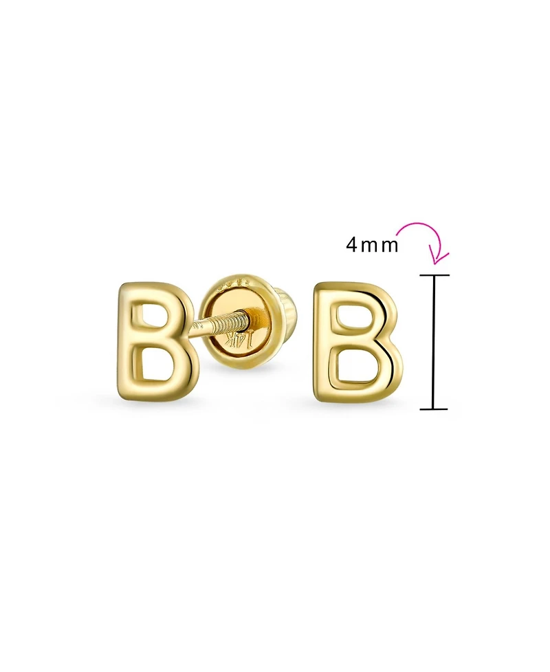 Bling Jewelry Abc Tiny Block Alphabet Letter Initial Stud Earrings Screw-Back