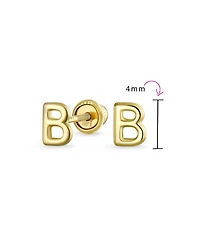 Bling Jewelry Abc Tiny Block Alphabet Letter Initial Stud Earrings Screw-Back