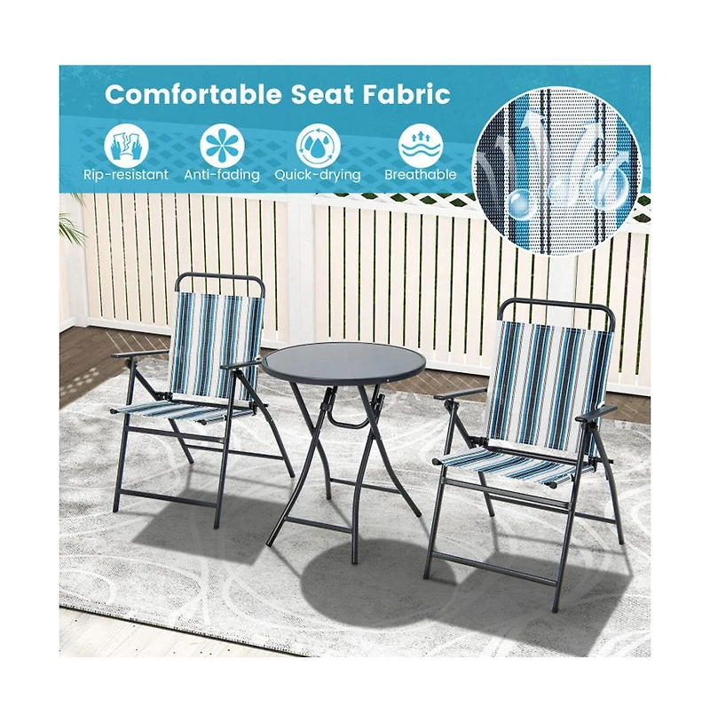 Boyel Living 3 Pieces Outdoor Folding Chair Set Portable Folding Chair Set