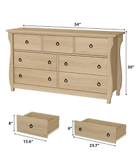 homfan 7 Dresser for Bedroom, Wide Drawer with Storage Freestanding, Wooden Closet Chest Living Room, Entryway