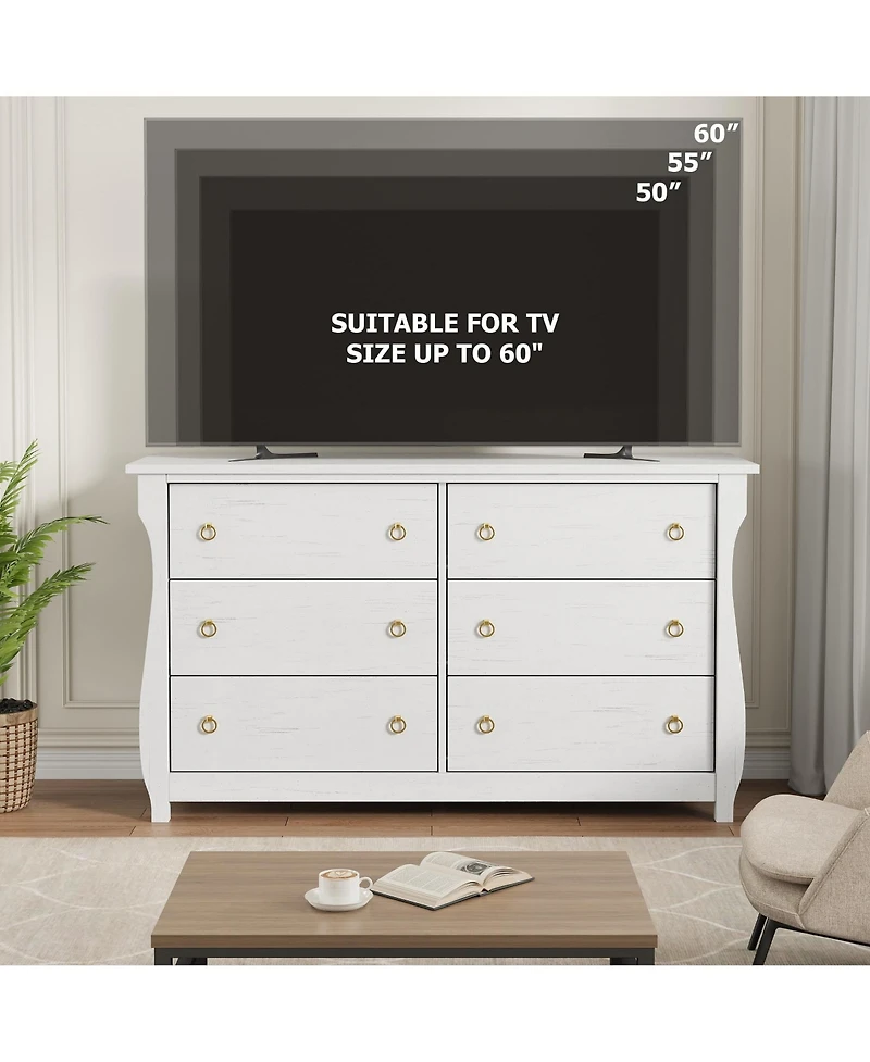 homfan 7 Dresser for Bedroom, Wide Drawer with Storage Freestanding, Wooden Closet Chest Living Room, Entryway