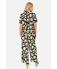 Yumi Women's High Waisted Printed Wide Leg Trousers