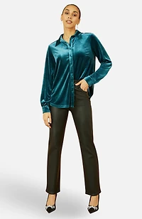 Yumi Women's Velvet Relaxed Fit Shirt
