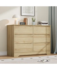 homfan Modern Tall 6-Drawer Wooden Dresser, Spacious Storage Chest with Wide Top for Bedroom, Living Room and Hallway