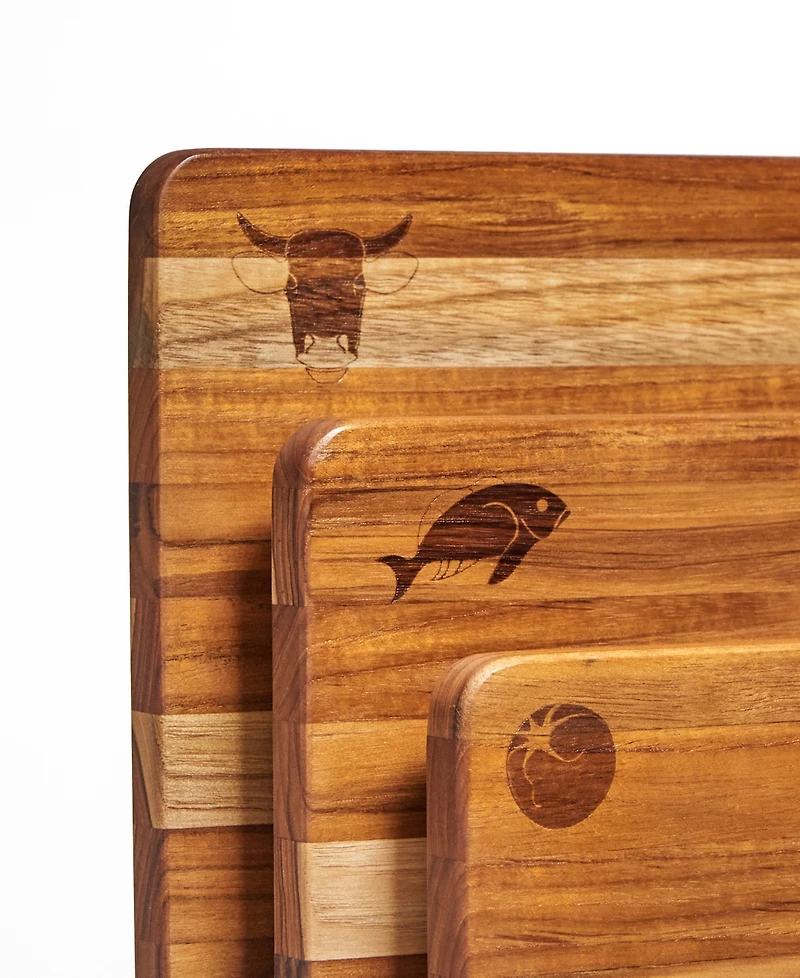 Teakhaus Kitchen Boards With Display Stand Set of 3