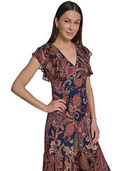 Tommy Hilfiger Women's Paisley Print Flutter-Sleeve Dress