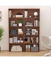 Gymax 2PCS 5-Tier Freestanding Open Bookshelf w/2 Anti-tipping Devices for Living Room