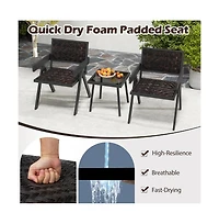 Boyel Living 3 Pieces Patio Pe Wicker Bistro Set with Quick-Drying Foam