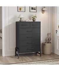 homfan Tall 6-Drawer Entryway Storage Cabinet, Freestanding Wooden Dresser for Bedroom, Living Room and Foyer