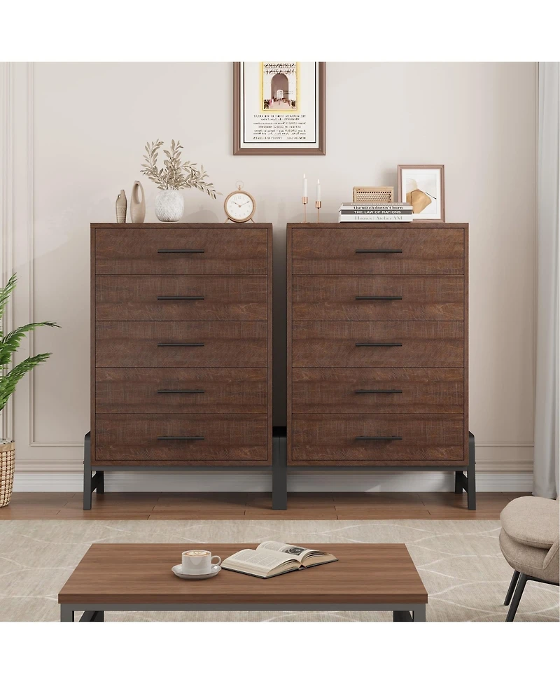 homfan Tall 6-Drawer Entryway Storage Cabinet, Freestanding Wooden Dresser for Bedroom, Living Room and Foyer