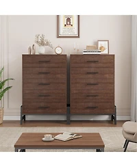 homfan Tall 6-Drawer Entryway Storage Cabinet, Freestanding Wooden Dresser for Bedroom, Living Room and Foyer
