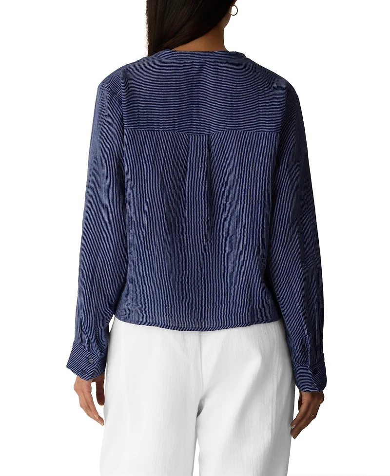 Eileen Fisher Women's Band Collar Cutaway Shirt, Regular, Plus And Petites